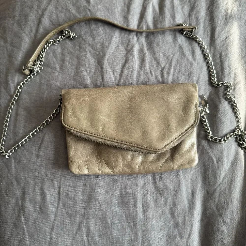 Hobo Leather Clutch Crossbody Fits iPhone 16 Gray Brown Boho Western Minimalist‎